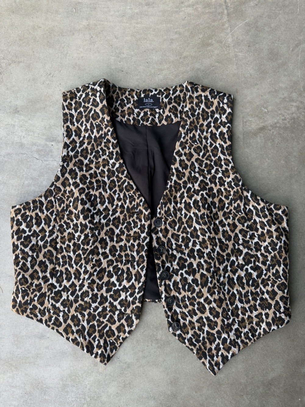 Dressed in LALA Leopard Print Vest in Brown, Black, White